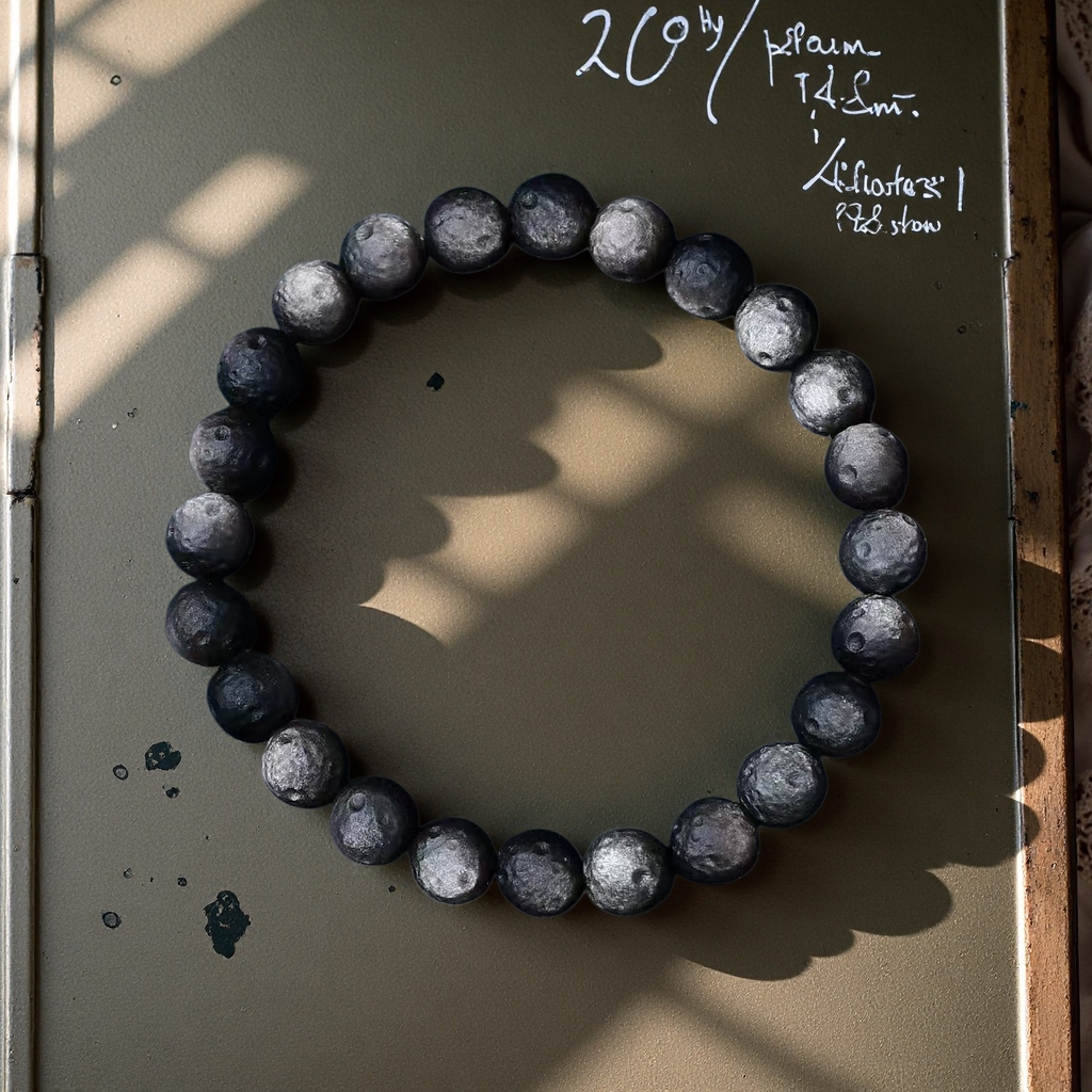Lunar Silver Sheen Obsidian Bracelet - Moon Surface Stone of Intuition & Protection