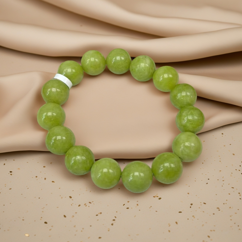 Nurturing Olive Jade Energy Bracelet - Soothing & Heart-Centered Healing