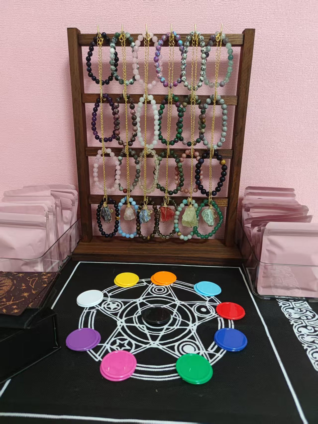 Natural crystal rough stone mysterious jewelry bag